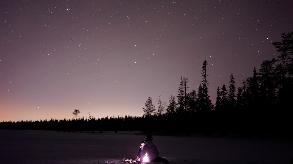 Finland winter campfire